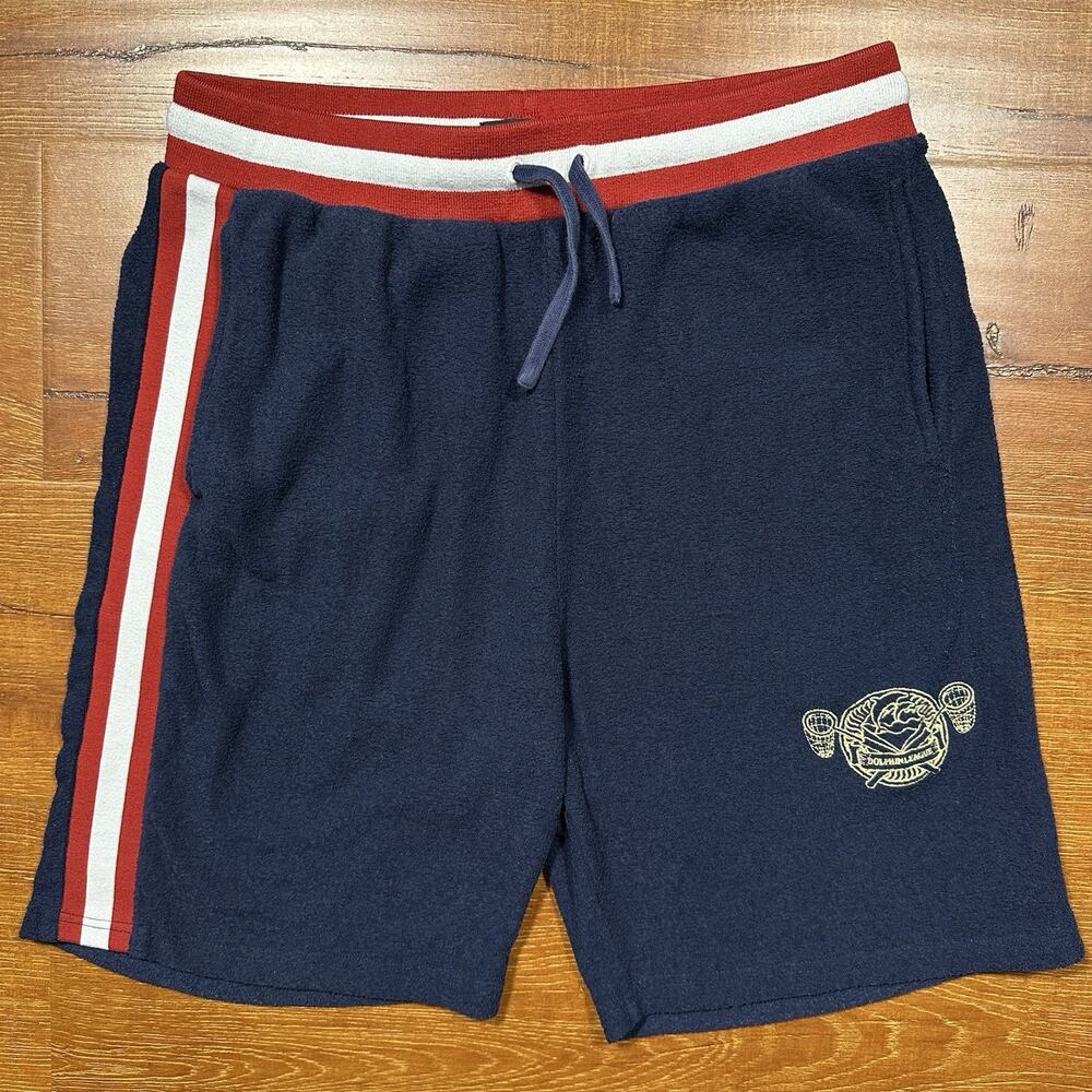 Pink Dolphin Sweat Shorts Mens XL 8" Blue French Terry Retro Streetwear City